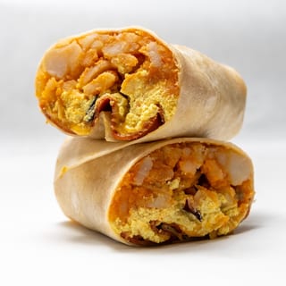 Bacon, Eggs, Home Fries & Cheese Inside a Wrap